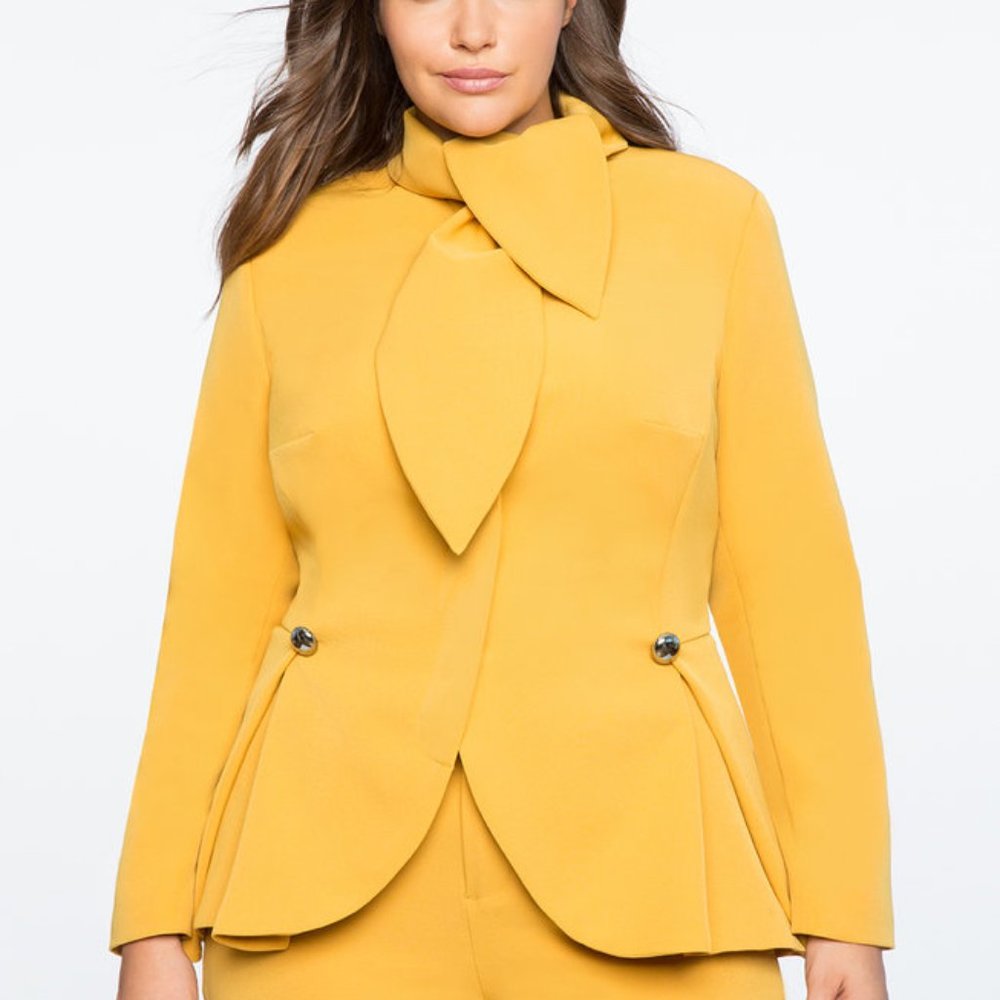 *NEW* Eloquii Golden Tie Neck Peplum Blazer Size 24